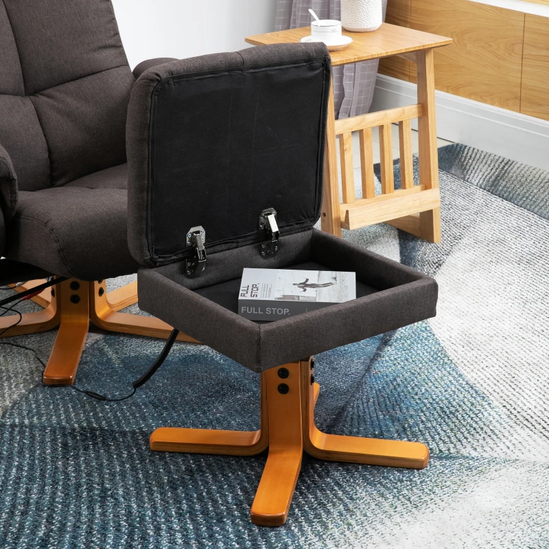 HOMCOM Sillón de Masaje con Reposapiés Almacenamiento Sillón de Masaje Eléctrico con Función de Reposo Sillón de TV Giratorio