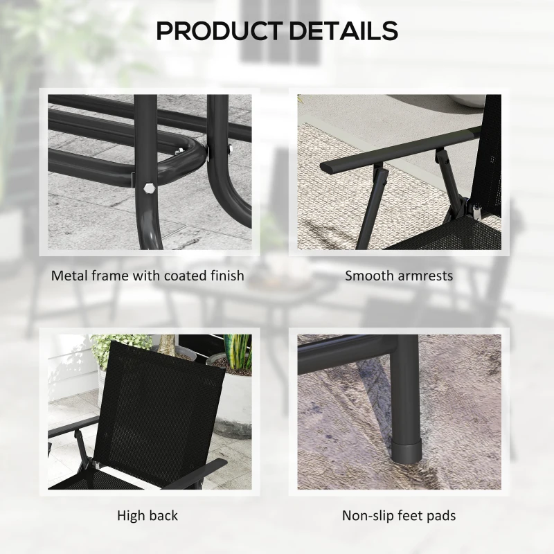 Outsunny Four-Piece Metal Garden Sofa Set - Black