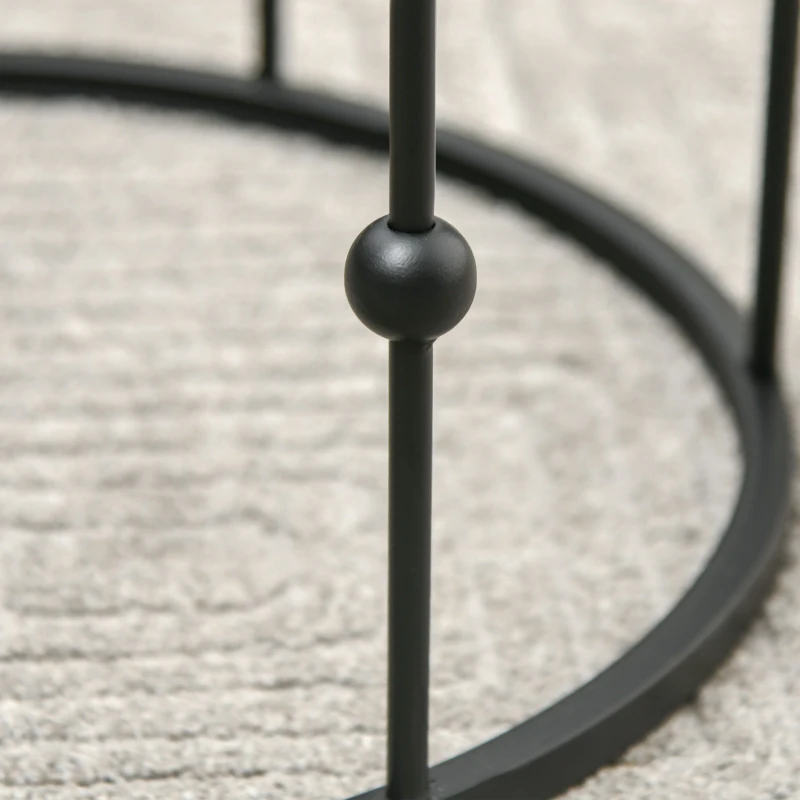 HOMCOM Conjunto de 2 Mesas de Café Apilables en Metal y Vidrio Templado 41x57 cm y 36x51 cm Negro