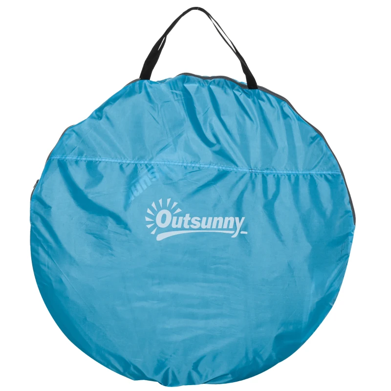Outsunny Pop up Zelt für 1-2 Personen Campingzelt für 3 Jahreszeiten Polyester Glasfaser Blau+Grau 220 x 108 x 110 cm