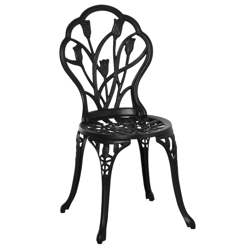 Outsunny Sitzgruppe für 2 Personen Essgruppe Balkonmöbel Set 1 Tisch+2 Stühle Alu Schwarz