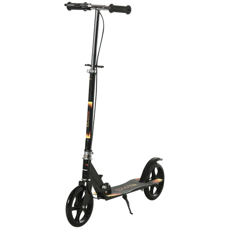 HOMCOM Scooter plegable para niños con manillar ajustable en altura y doble freno 86x35x93-103 cm Negro
