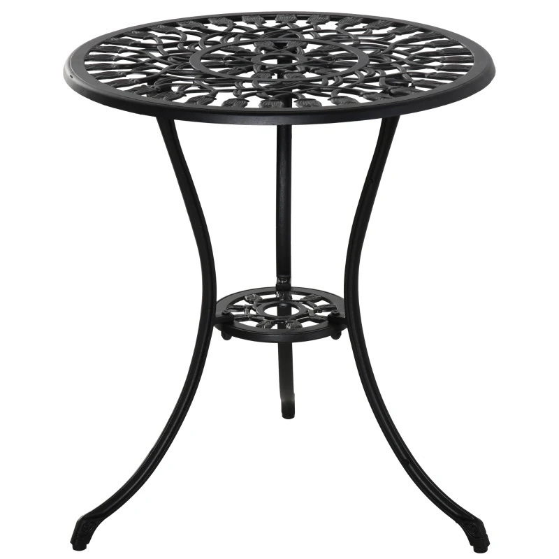 Outsunny Sitzgruppe für 2 Personen Essgruppe Balkonmöbel Set 1 Tisch+2 Stühle Alu Schwarz