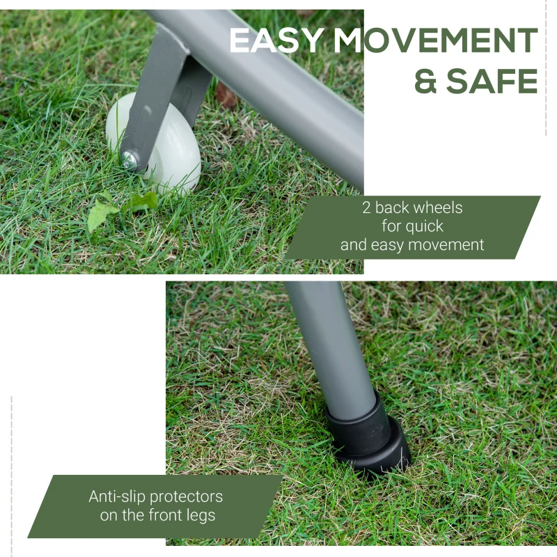 Outsunny Doppelliege Sonnenliege Relaxliege mit Sonnendach rollbar Stahl Cremeweiß/Grau