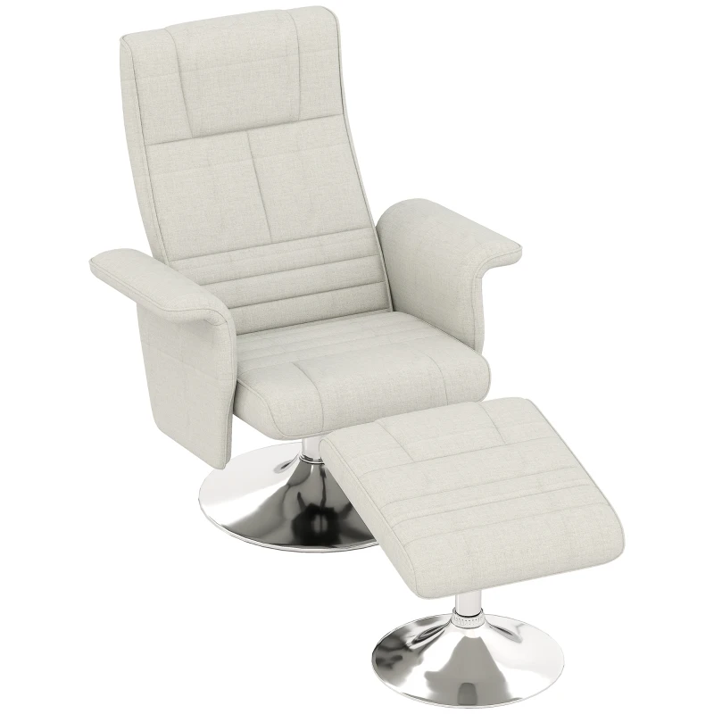 HOMCOM Sillón masajeador con otomana, respaldo reclinable, 78 x 95 x 88 cm, Crema