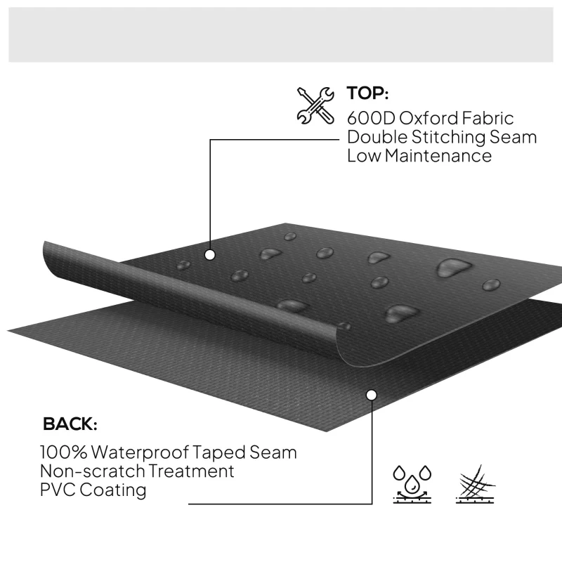 Outsunny Garden Patio Large Furniture Set Round Cover 600D Oxford Waterproof, Ф193 x 80H cm, Black