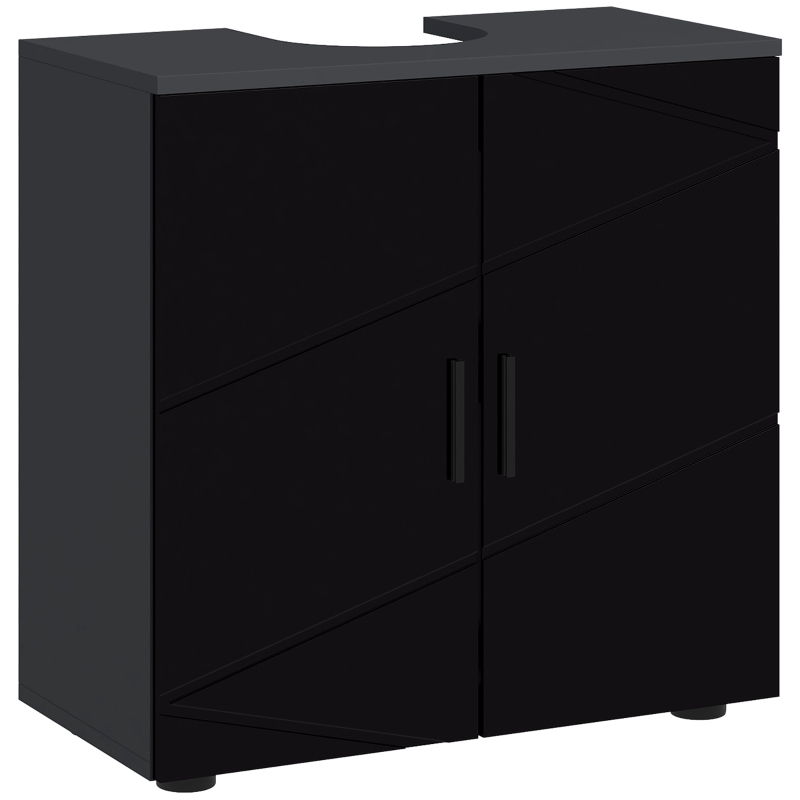 kleankin Mueble bajo lavabo Baño para Pedestal con Armario 2 Puertas 60x30x60 cm Negro