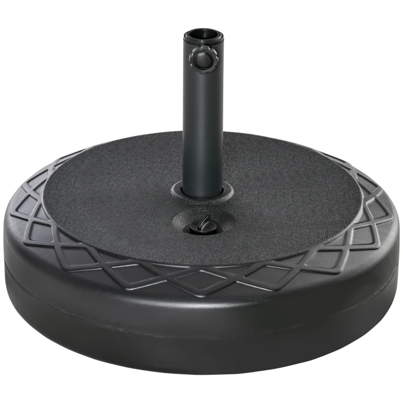Outsunny Base para Chapéu de Sol Recarregável com Água 30kg Base Chapéu de Sol Redonda para Mastros de 38mm 48mm Metal e Plástico para Jardim Terraço Ø55x38cm Preto