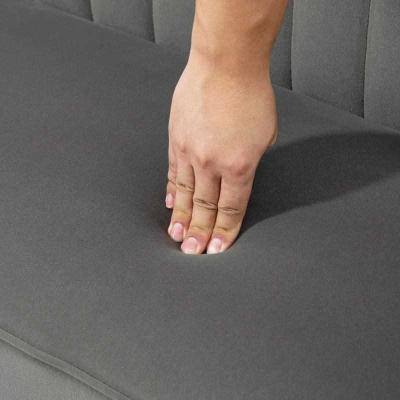 HOMCOM Sofá de diseño retro de 2 plazas patas de madera 117x56,5x77 cm Gris Oscuro