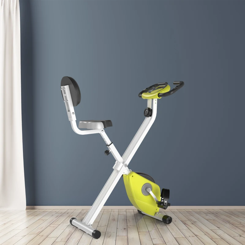HOMCOM Cyclette Magnetica Pliabila, cu Inaltime si Intensitate Reglabile, Ecran LCD, Galbena(m-11)