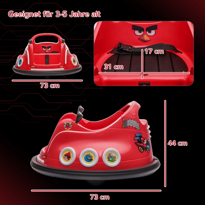 AIYAPLAY Coche eléctrico para niños, giros de 360°, para 3-5 años, con control remoto, música, Rojo