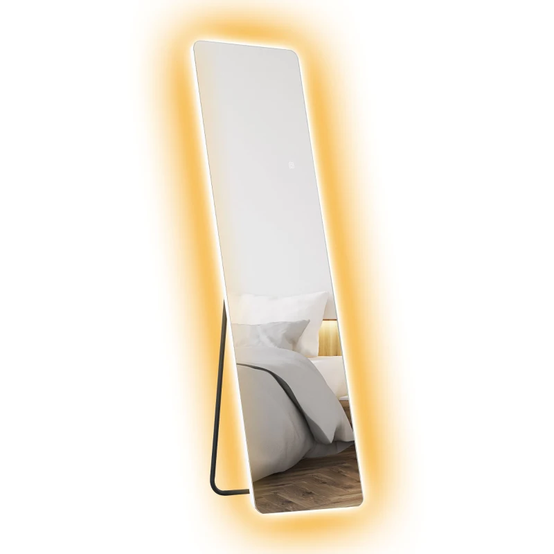 HOMCOM Espejo de cuerpo entero LED control táctil regulable sin marco 40x150 cm