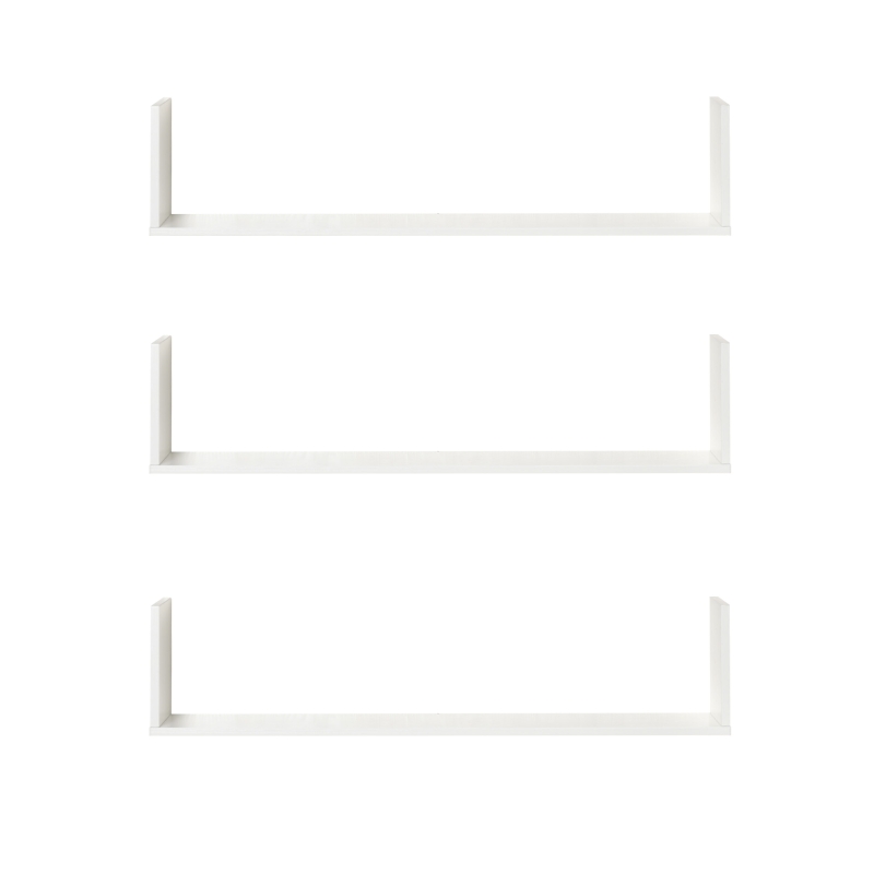 HOMCOM Conjunto de 3 estantes murales flotantes - dimensiones 80x18x18 cm kit completo de montaje incluido MDF aspecto de madera blanca