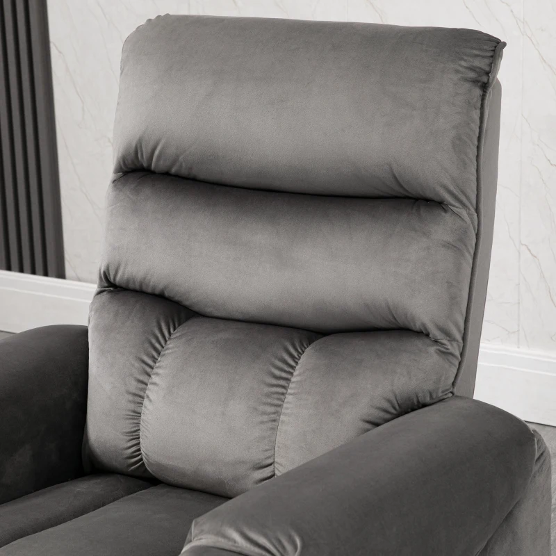 HOMCOM Sillón elevador masaje eléctrico reclinable con Reposapiés mando a distancia revestimiento tela aspecto terciopelo Gris