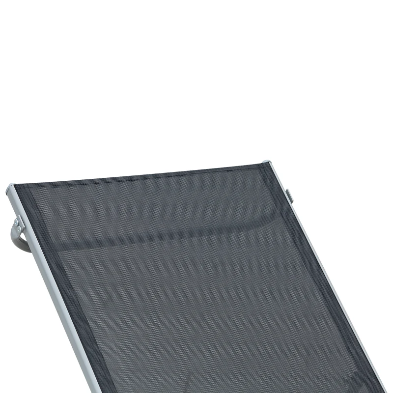 Outsunny Bain de Soleil transat - Chaise Longue - Design Contemporain - Dossier inclinable Multi-Positions - métal époxy textilène Noir - dim. 170 x 58 x 97 cm