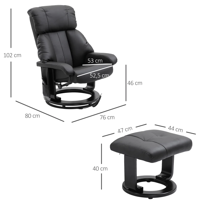 HOMCOM Sillón de Masaje con Reposapiés Sillón de Masaje con Función de Reclinación Sillón Eléctrico con Control Remoto Sillón de TV