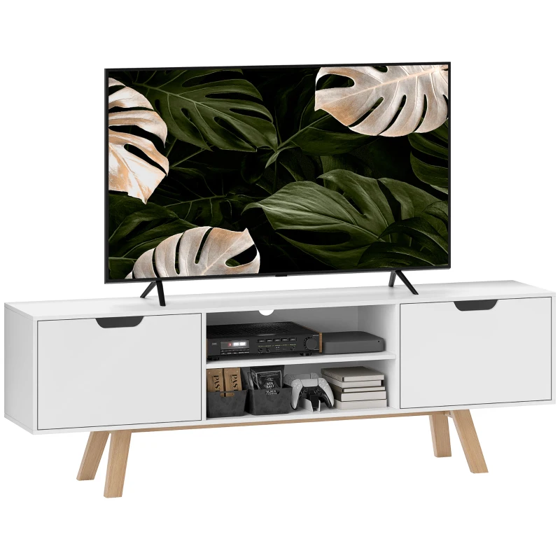 HOMCOM Mueble de TV con cajones y estantes abiertos MDF 150x39x50 cm Blanco