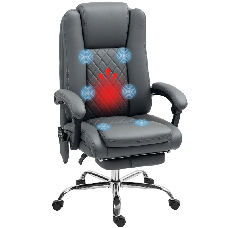 HOMCOM Executive Office Chair with 6-point Massage and Heat - Light Grey