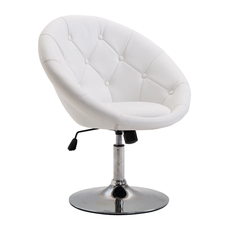 HOMCOM Taburete de trabajo giratorio Silla de oficina ajustable en altura cuero artificial + acero Negro 71x59x78-90 cm Blanco