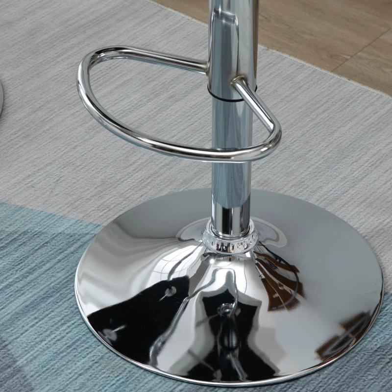 HOMCOM Conjunto de 2 Taburetes de barra con Altura Regulable Base de Metal y Asiento de Piel PU Taburetes con Respaldo y Reposapiés