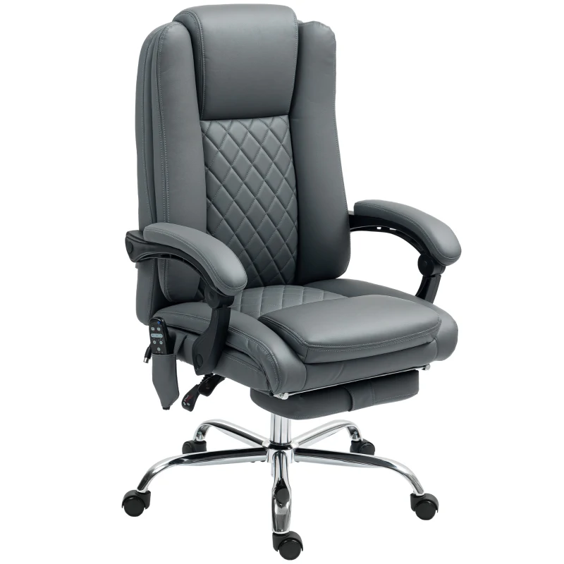 HOMCOM Executive Office Chair with 6-point Massage and Heat - Light Grey