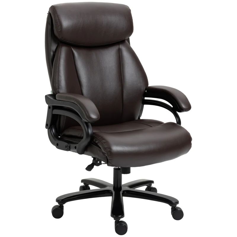 Vinsetto kantoorstoel directiestoel gamestoel draaistoel kantelfunctie dikke bekleding ergonomisch design in hoogte verstelbaar PU leer bruin 72x83x114-122 cm(m-11)
