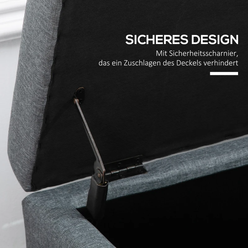 HOMCOM Banca con almacenamiento otomana banca pasillo capitonado 125,1x48,9x41,3 cm Gris