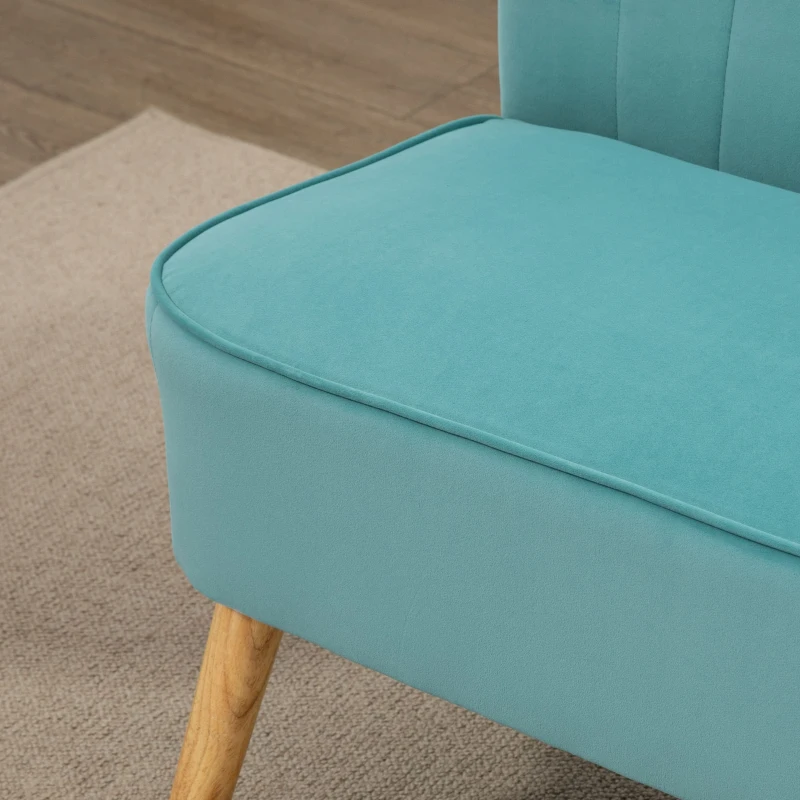 HOMCOM Sofá de diseño retro de 2 plazas patas de madera 117x56,5x77 cm Verde