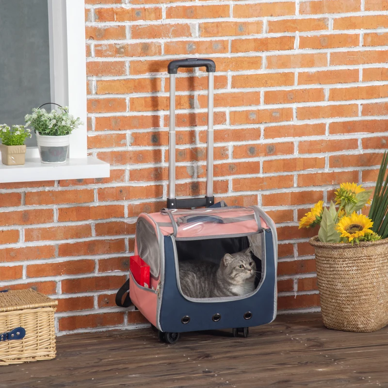 PawHut Trasportino per Cani Taglia XS, Zaino per Cani con Design a 3 Entrate e Finestre a Rete, 42x30x36 cm