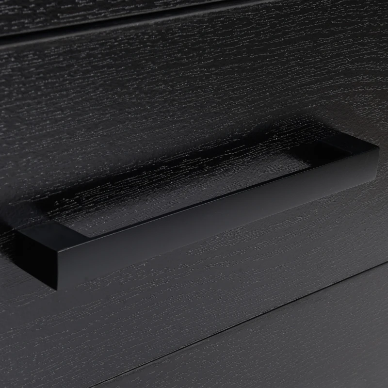 HOMCOM Archivador de Oficina con Ruedas de 3 Cajones 1 con Cerradura 1 Organizador de Carpetas MDF Paneles de Partículas Negro