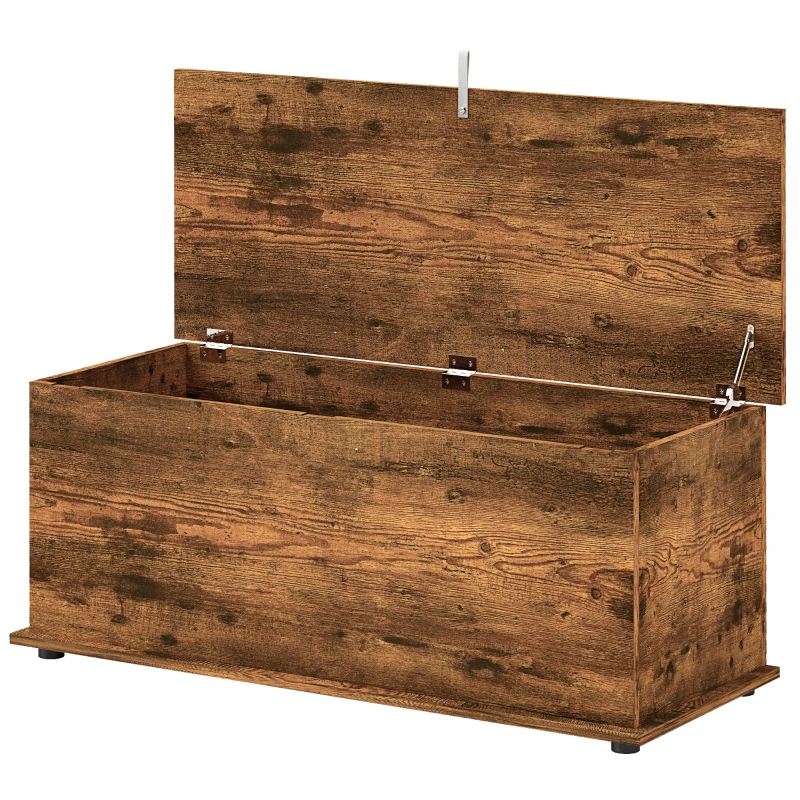 HOMCOM Banca de Almacenamiento Capacidad 60 kg para Dormitorio y Entrada en Madera 100x40x40 cm Marrón