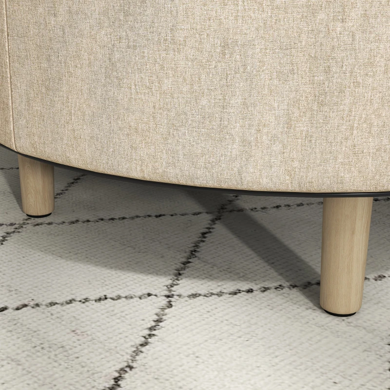 HOMCOM Puffs Redondo reposapiés taburete con almacenamiento bandeja reversible mueble 3 en 1 pata de madera Beige