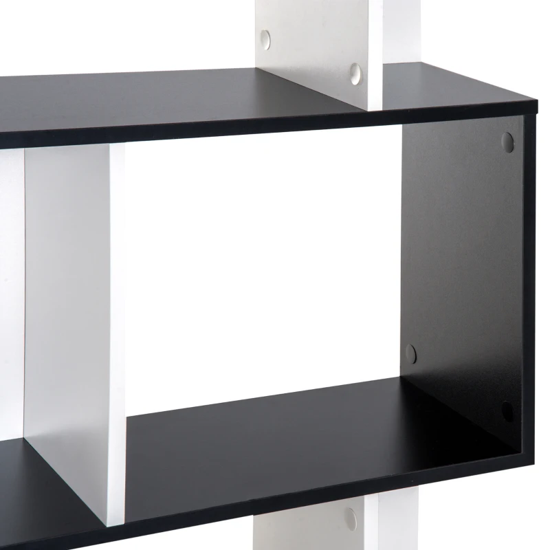 HOMCOM Biblioteca estantería Mueble de Almacenamiento Diseño Contemporáneo en S 4 estantes 60x24x148 cm Negro Blanco