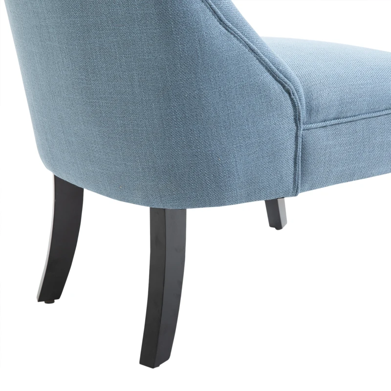 HOMCOM Butaca para Salón Acolchada con Cojín en Tela de Lino Sintético y Madera 52,5x69x77 cm Azul