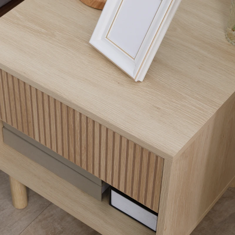 HOMCOM Mesa de Noche con Cajón y Estante Estilo escandinavo 47x47x50 cm Madera Natural