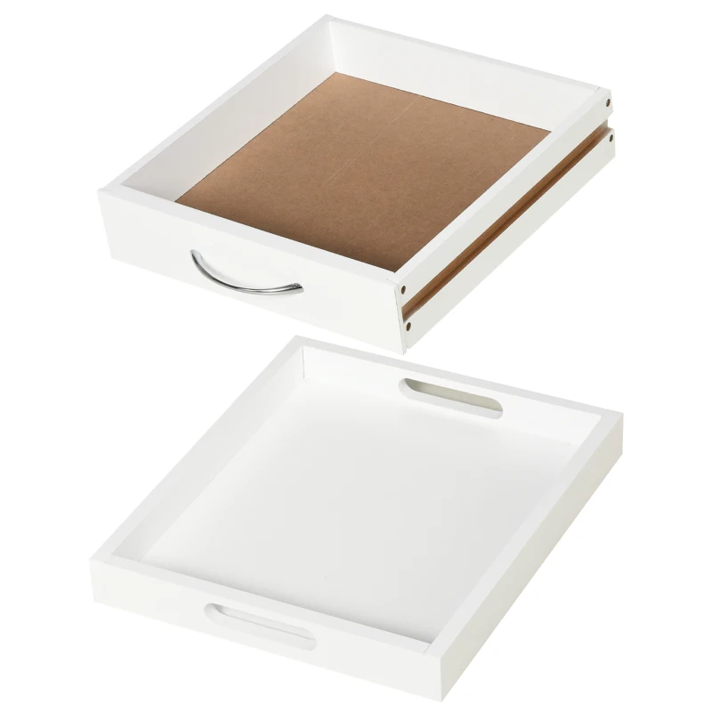 HOMCOM Carrello da Cucina con Ruote, 2 Ripiani Rimovibili, Cassetto, Scaffale, in Legno di Pino, Bianco