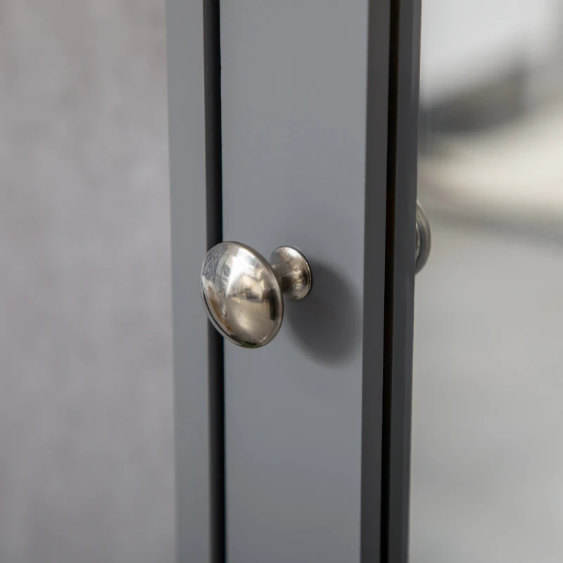 kleankin Armario de Pared para Baño con Espejo - Armario de Almacenamiento para Baño - 1 Puerta 2 Estantes - Vidrio y Madera Gris