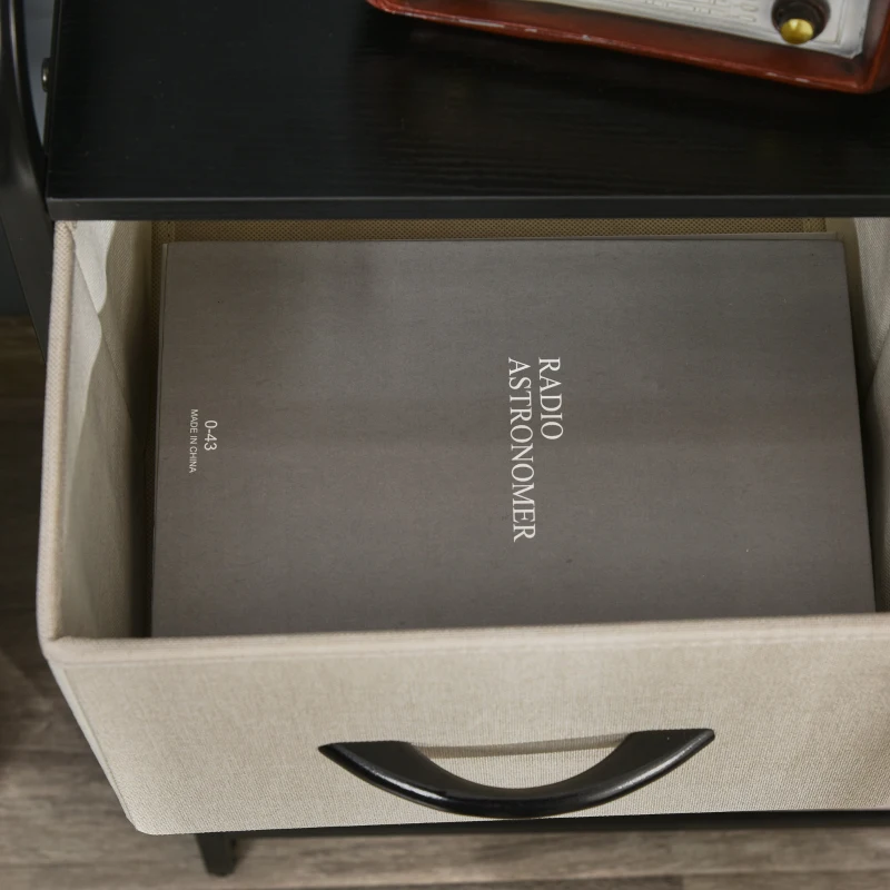 HOMCOM Cómoda Mueble de Almacenamiento cómoda 4 cajones en Tela 58x29x78,5 cm Negro Gris Crema Beige