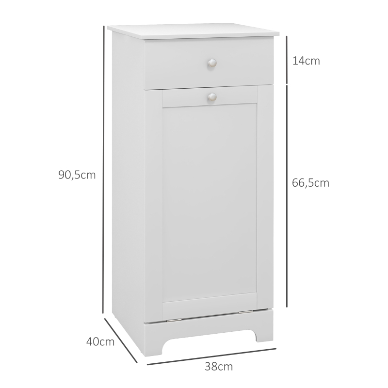 HOMCOM Mueble de baño con cesto de ropa Mueble de Almacenamiento con cajón - 40x40x90,5 cm - Blanco