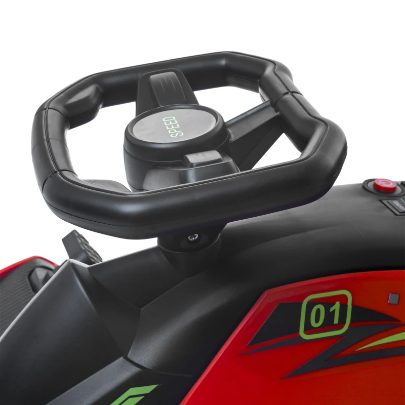 HOMCOM Go Kart Eléctrico para Niños 8-12 Años Velocidad 3-8 km/h con Luces y Música, Rojo(m-4)