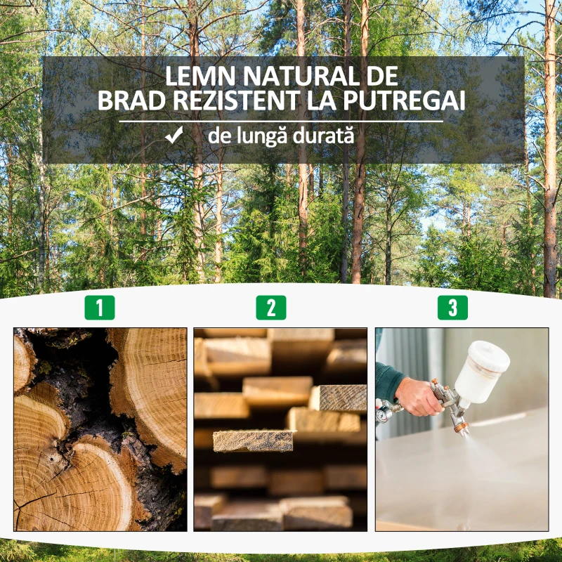 Outsunny Ghiveci pentru Extern din Lemn cu Spatar pentru Plante Cataratoare