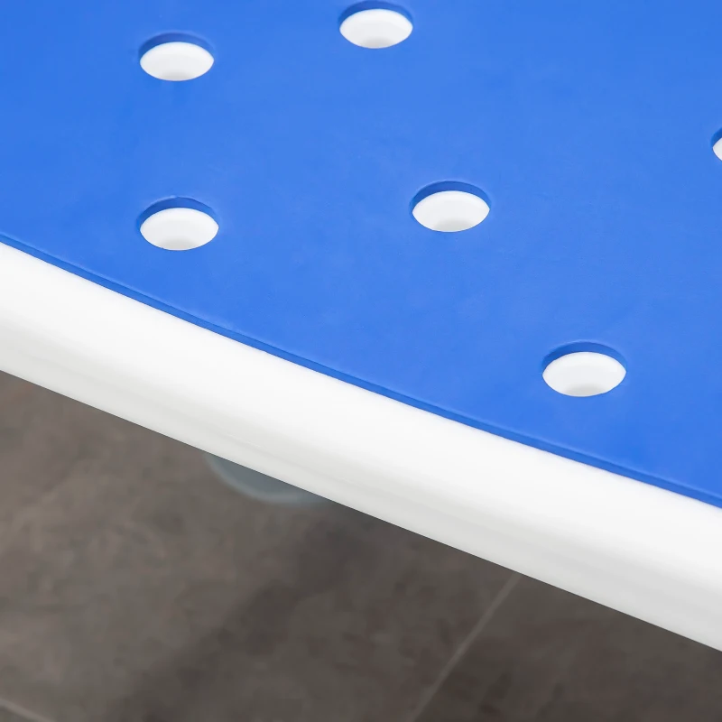 HOMCOM Taburete de ducha silla de ducha ergonómica altura ajustable patas antideslizantes 56,5x53,5x87 cm Blanco y Azul