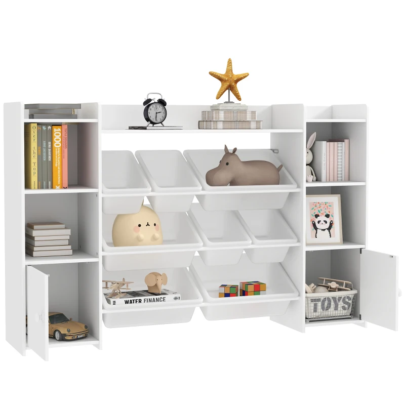 AIYAPLAY Estantería de almacenamiento para niños, estantería de juguetes y libros, para una limpieza ordenada, 8 cajas extraíbles, Blanco