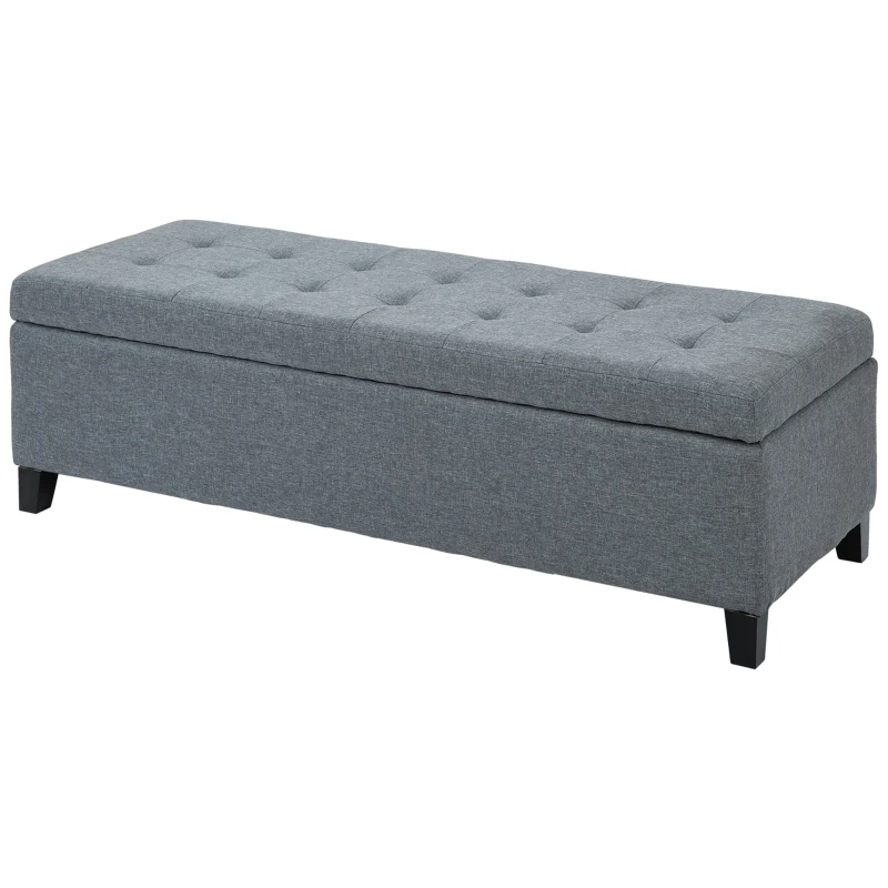 HOMCOM Banca con almacenamiento otomana banca pasillo capitonado 125,1x48,9x41,3 cm Gris