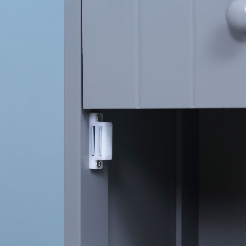 HOMCOM Mueble Columna de Baño Mueble columna de almacenamiento WC con estantería y cajón armario 34x24x170 cm Gris
