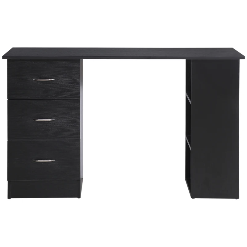 HOMCOM Escritorio de Computadora Mueble de Oficina 3 cajones deslizantes + 3 estantes Gran Escritorio 120x49x72 cm MDF Negro