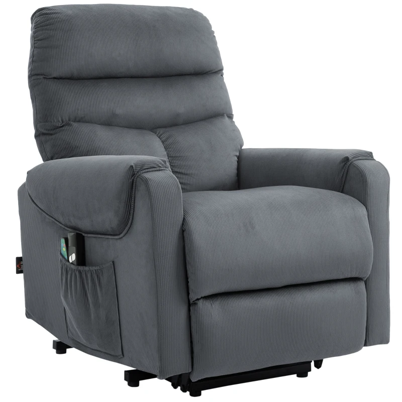 HOMCOM Sillón de TV con Ayuda para Levantarse Eléctrico Sillón de Masaje con Función Reclinable y de Calefacción con Mando a Distancia
