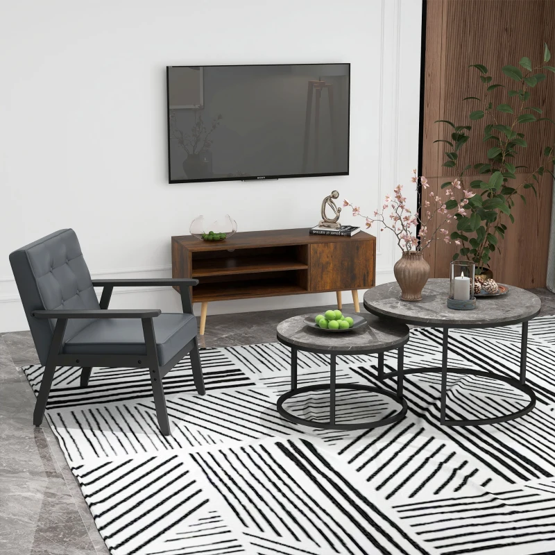 HOMCOM Conjunto de 2 mesas auxiliares apilables diseño industrial tapa imitación cemento patas de metal Gris