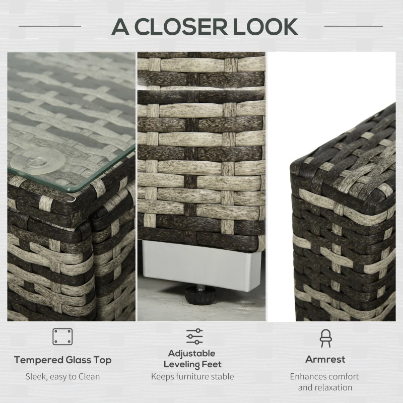 Outsunny outdoor bankstel van 5 met bijzettafel in rotan look