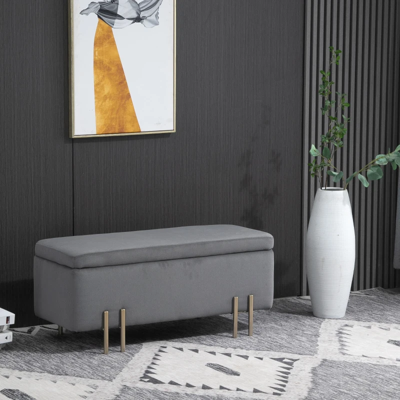 HOMCOM Banco de almacenamiento baúl de diseño contemporáneo - banco con espacio de almacenamiento - 100x40x42 cm - terciopelo